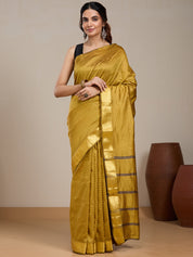 Vervee Couture Gold Silk Blend Saree with Subtle Zari Detail | EKA