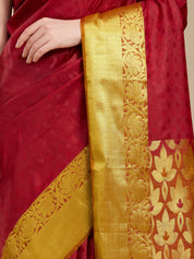Vervee Couture Maroon Silk Blend Saree with Zari Border | EKA