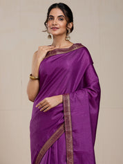 Vervee Couture Purple Silk Blend Embellished Saree | EKA