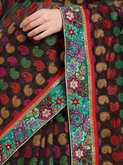 Vervee Couture Black Printed Poly Georgette Saree with Contrast Border | EKA