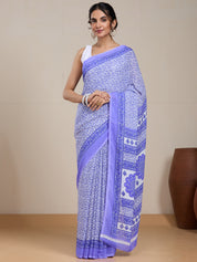 Vervee Couture Lavender White Floral Poly Georgette Saree | EKA