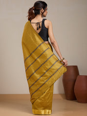 Vervee Couture Gold Silk Blend Saree with Subtle Zari Detail | EKA