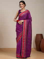 Vervee Couture Plum Pink Woven Silk Blend Saree | EKA