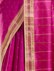 Vervee Couture Pink Silk Blend Saree with Zari Border and Semi Stitched Blouse | EKA