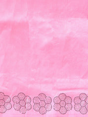 Vervee Couture Pink Poly Georgette Saree with Embroidered Border and Semi Stitched Blouse | EKA