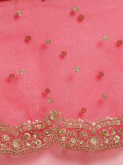 Vervee Couture Red Embellished Pure Net Saree with Sequinned Work | EKA