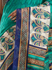 Vervee Couture Green Silk Blend Saree with Semi Stitched Blouse | EKA