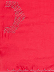 Vervee Couture Red Solid Poly Georgette Saree with Scalloped Border | EKA