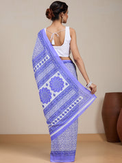 Vervee Couture Lavender White Floral Poly Georgette Saree | EKA