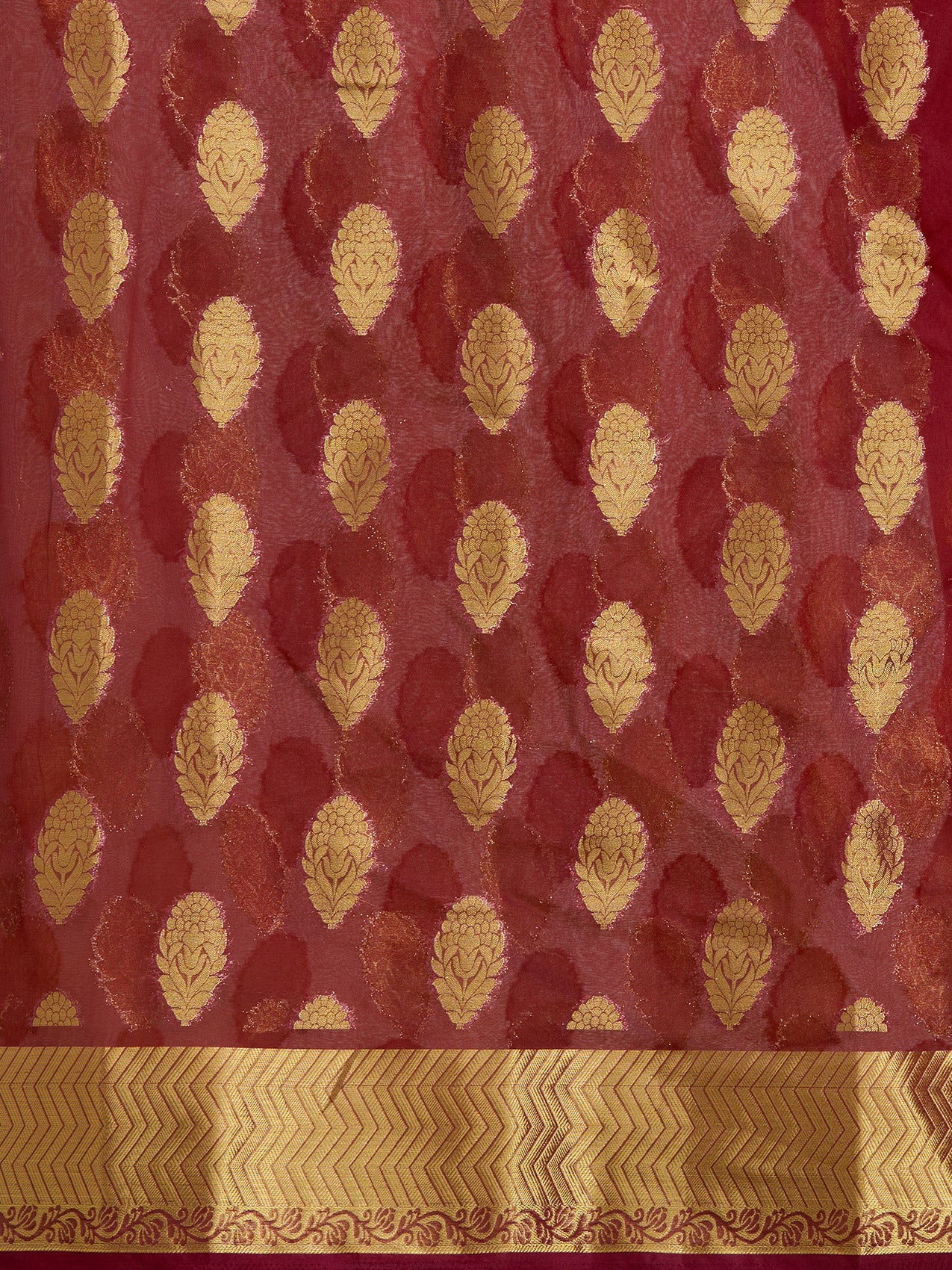 Vervee Couture Orange Woven Silk Blend Saree with Zari Border | EKA