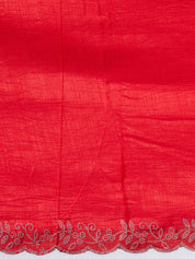 Vervee Couture Red Poly Georgette Embellished Saree | EKA