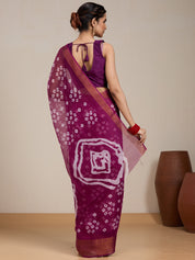 Vervee Couture Magenta White Bandhani Silk Blend Saree | EKA
