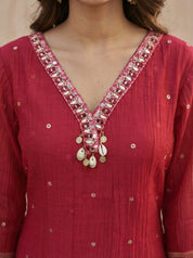 Rani Pink 3-Piece Mul Chanderi Set