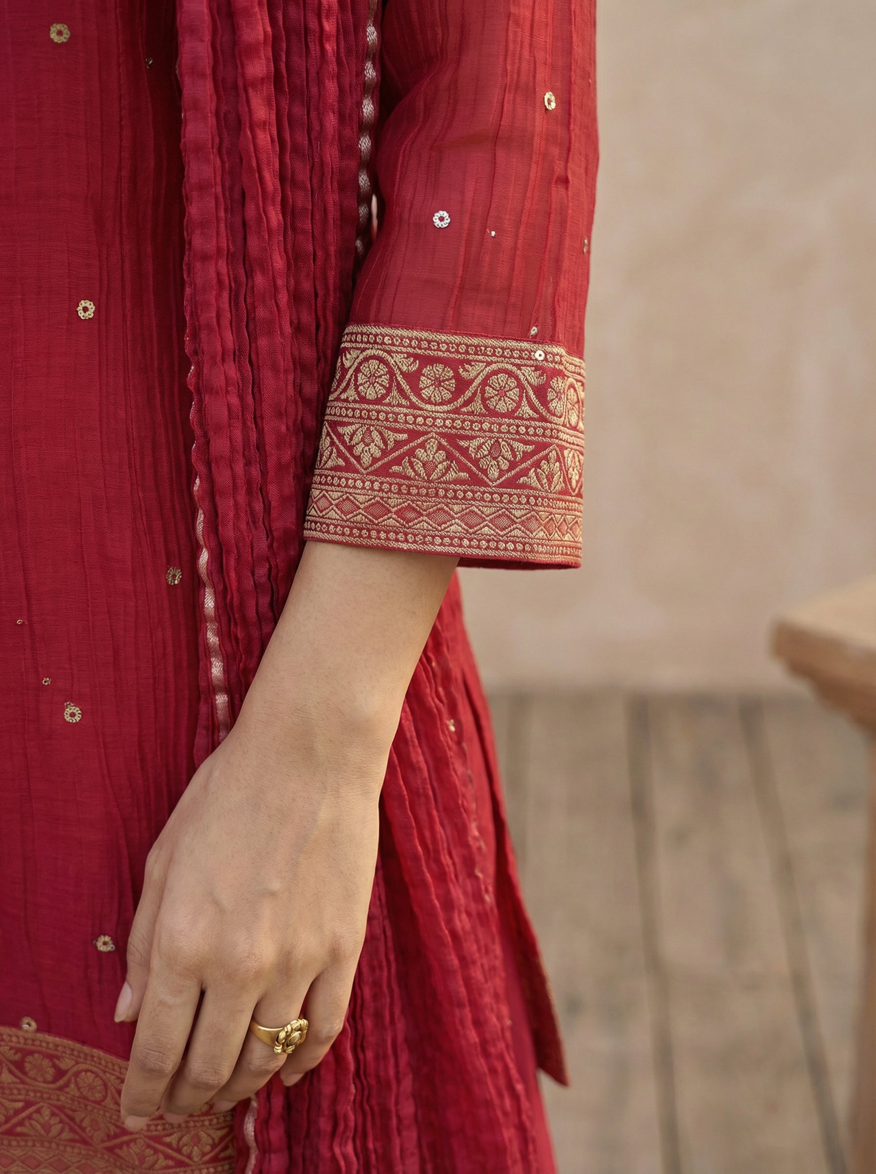 Rani Pink 3-Piece Mul Chanderi Set