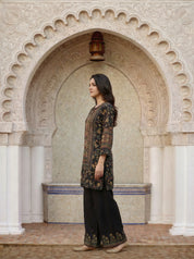 Multicolor Floral Panel Co-ord Set in Viscose Crepe