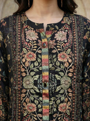 Multicolor Floral Panel Co-ord Set in Viscose Crepe
