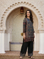 Multicolor Mughal Print Co-ord Set in Viscose Crepe
