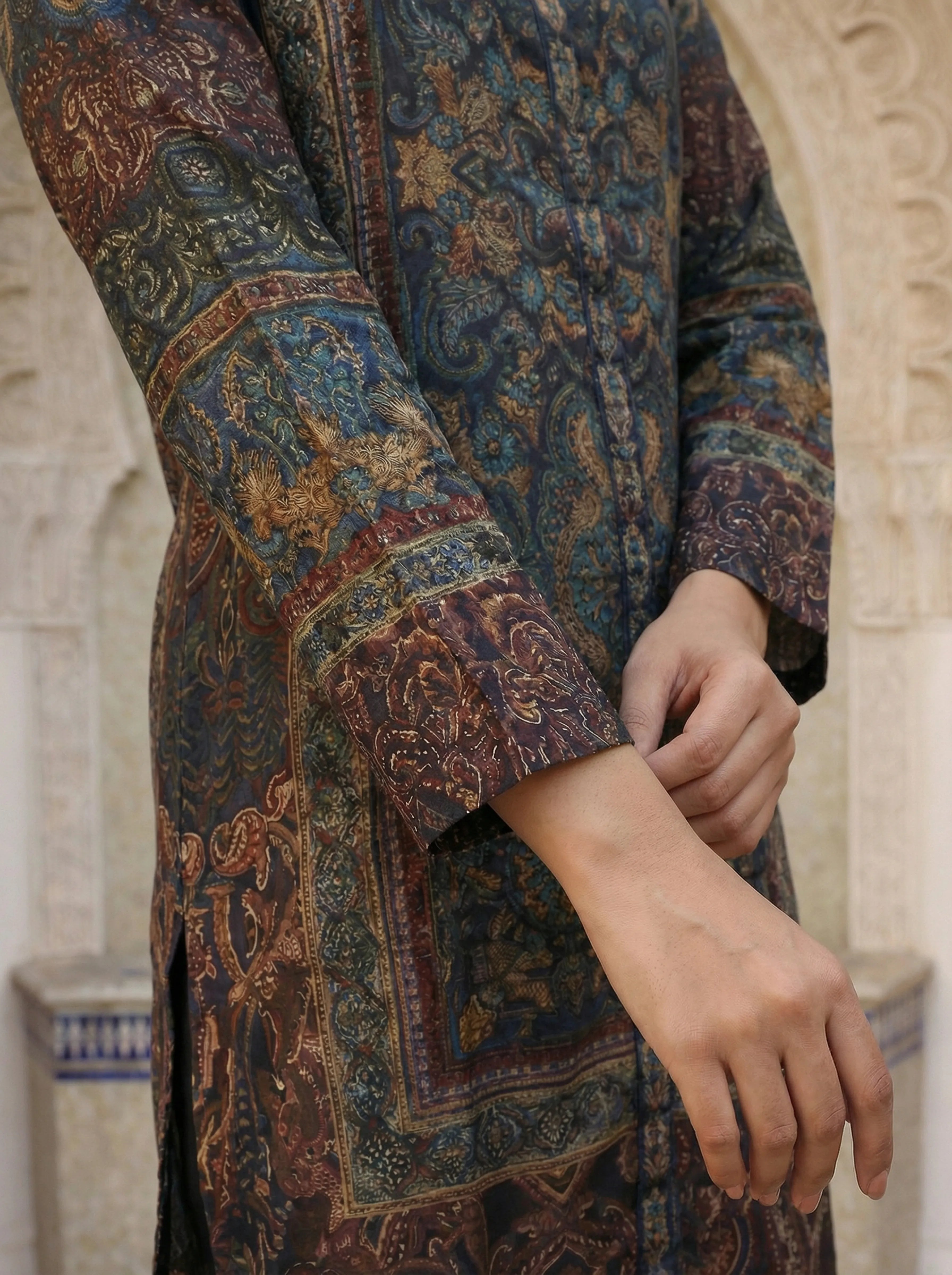 Multicolor Mughal Print Co-ord Set in Viscose Crepe