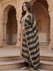 Gold & Black Dual Tone Silk 3 Piece Set