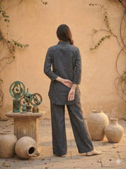 Embellished Black Linen Blend Co-ord Set