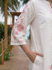 white cotton kurta with embroidery
