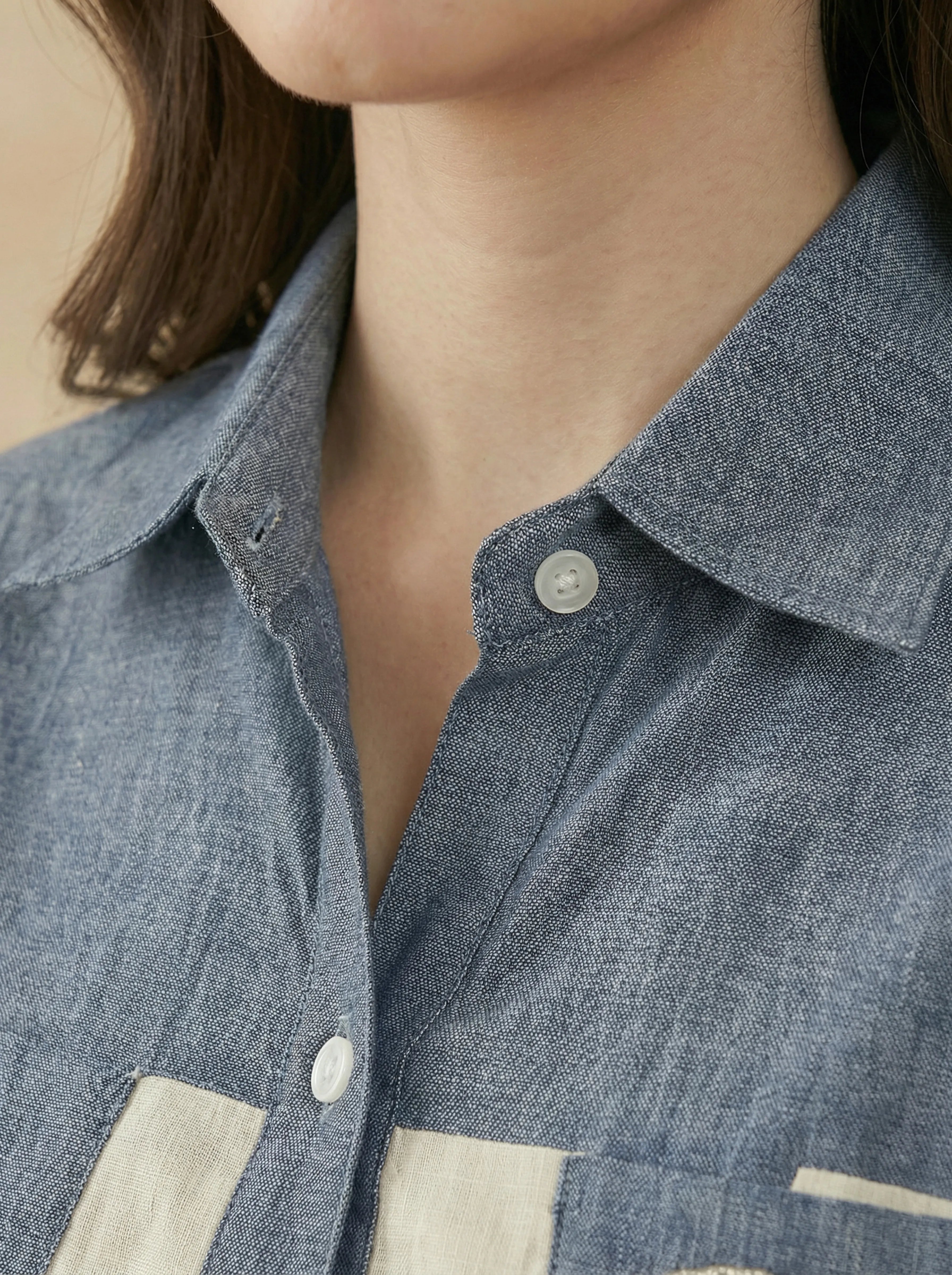 Denim Blue & Cream Cotton Linen Co-Ord Set