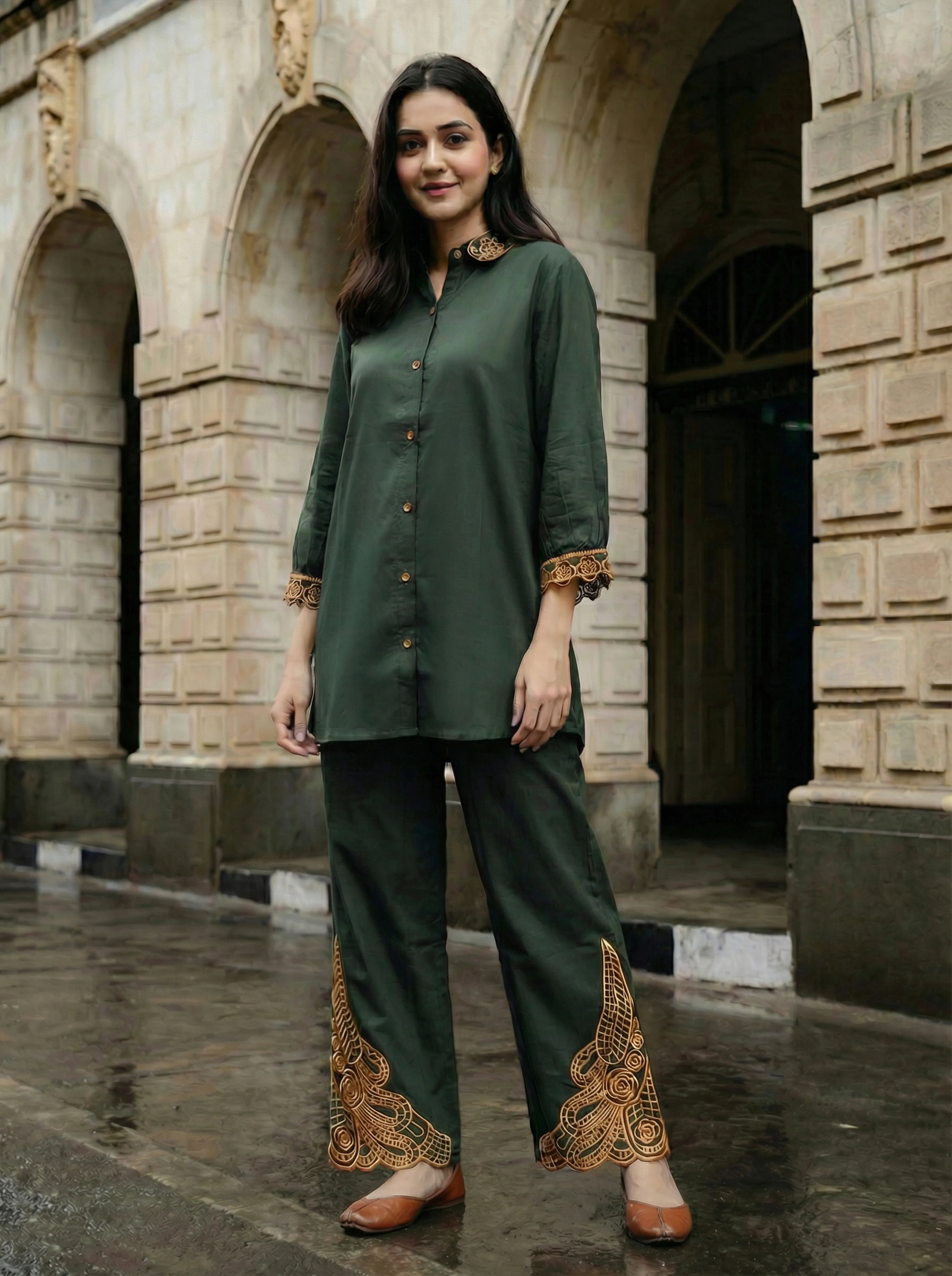 stylish mehndi co-ord set for women