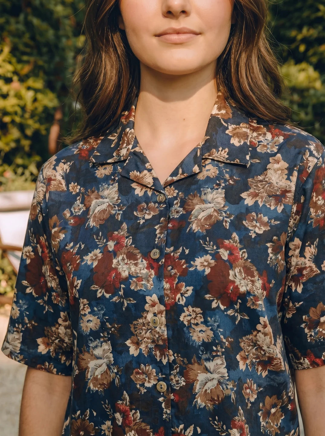 Shion Navy Blue Floral Printed Rayon Short Set