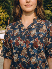 Shion Navy Blue Floral Printed Rayon Short Set