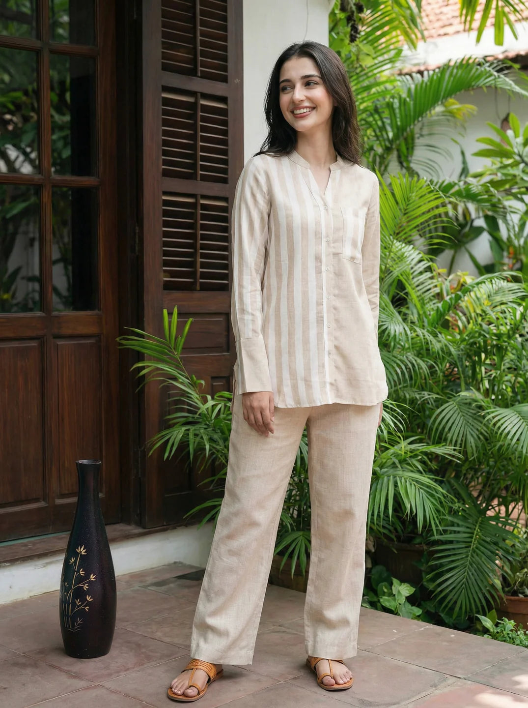Light Beige Linen Co-Ord Set