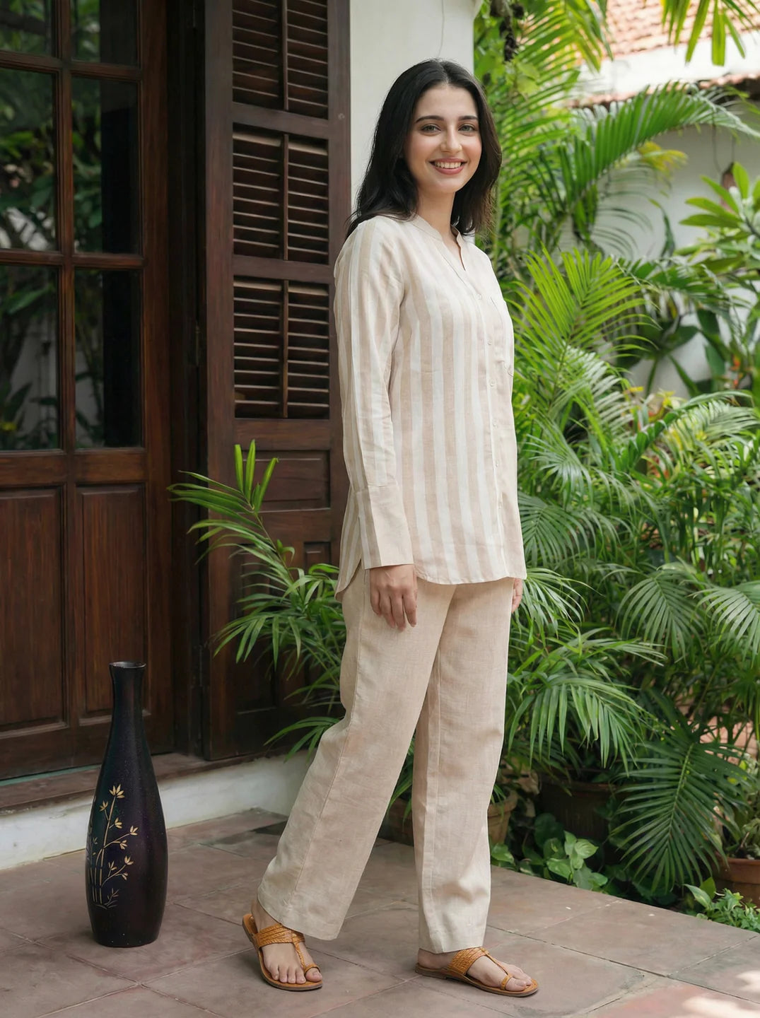 Light Beige Linen Co-Ord Set