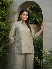 Mehndi Color Cotton Flex Co-Ord Set