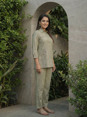 Mehndi Color Cotton Flex Co-Ord Set
