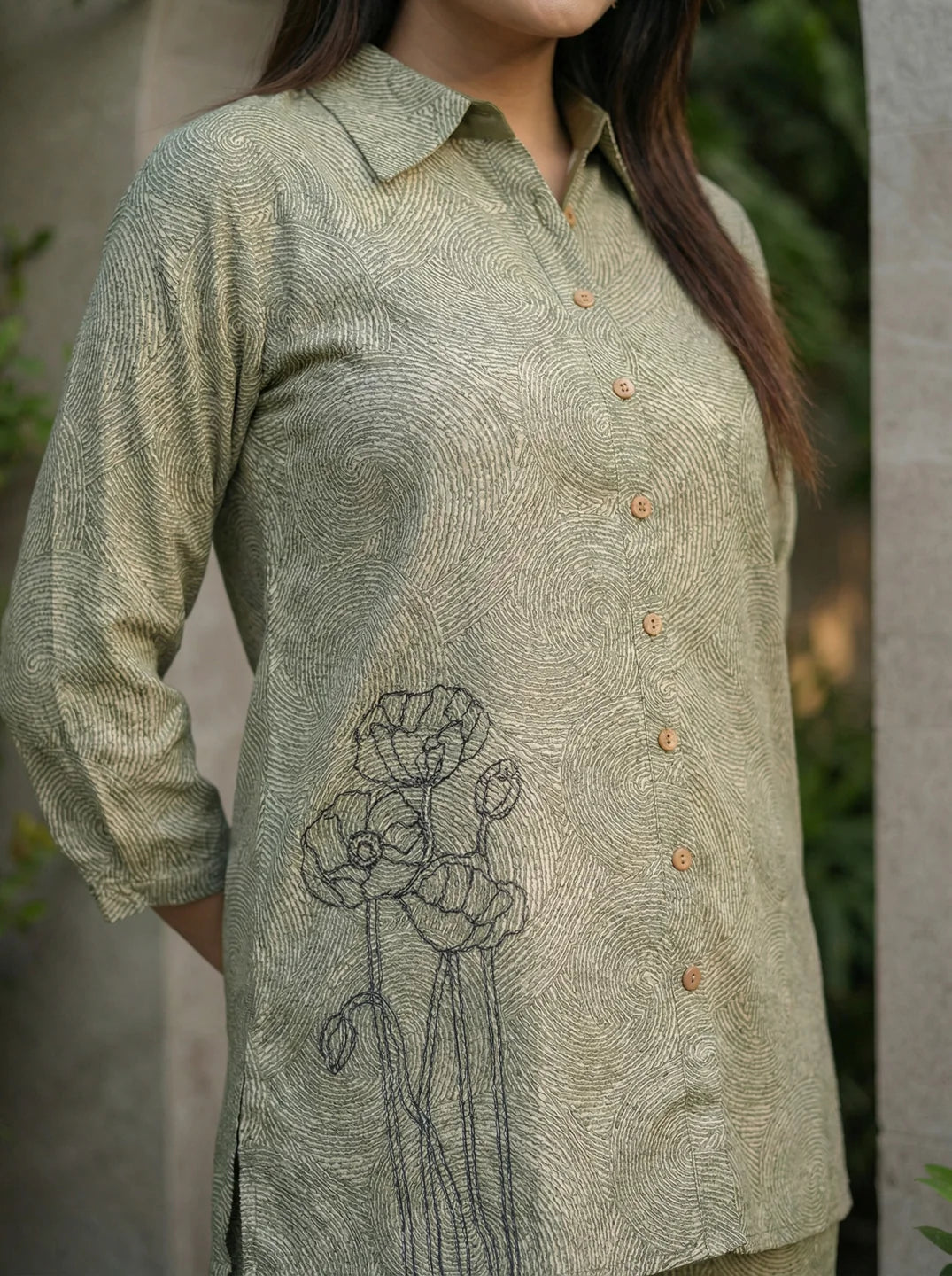 Mehndi Color Cotton Flex Co-Ord Set