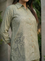 Mehndi Color Cotton Flex Co-Ord Set
