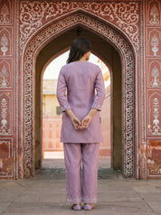 Lavender Beaded Embroidered Silk Blend Co-ord Set