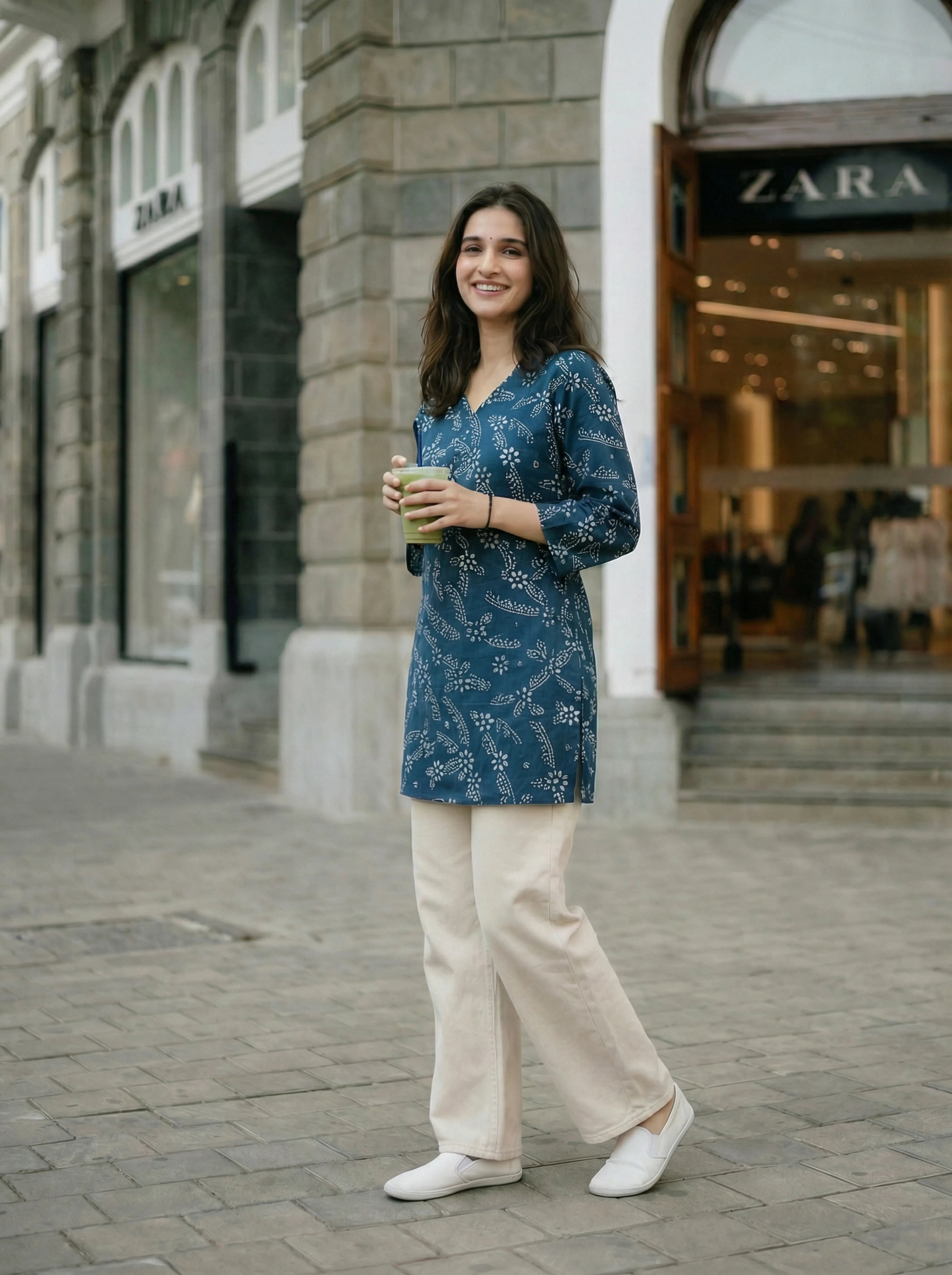 Indigo Bandhini Print Cotton Tunic