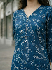 Indigo Bandhini Print Cotton Tunic