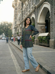 Charcoal Grey Patchwork Muslin Tunic