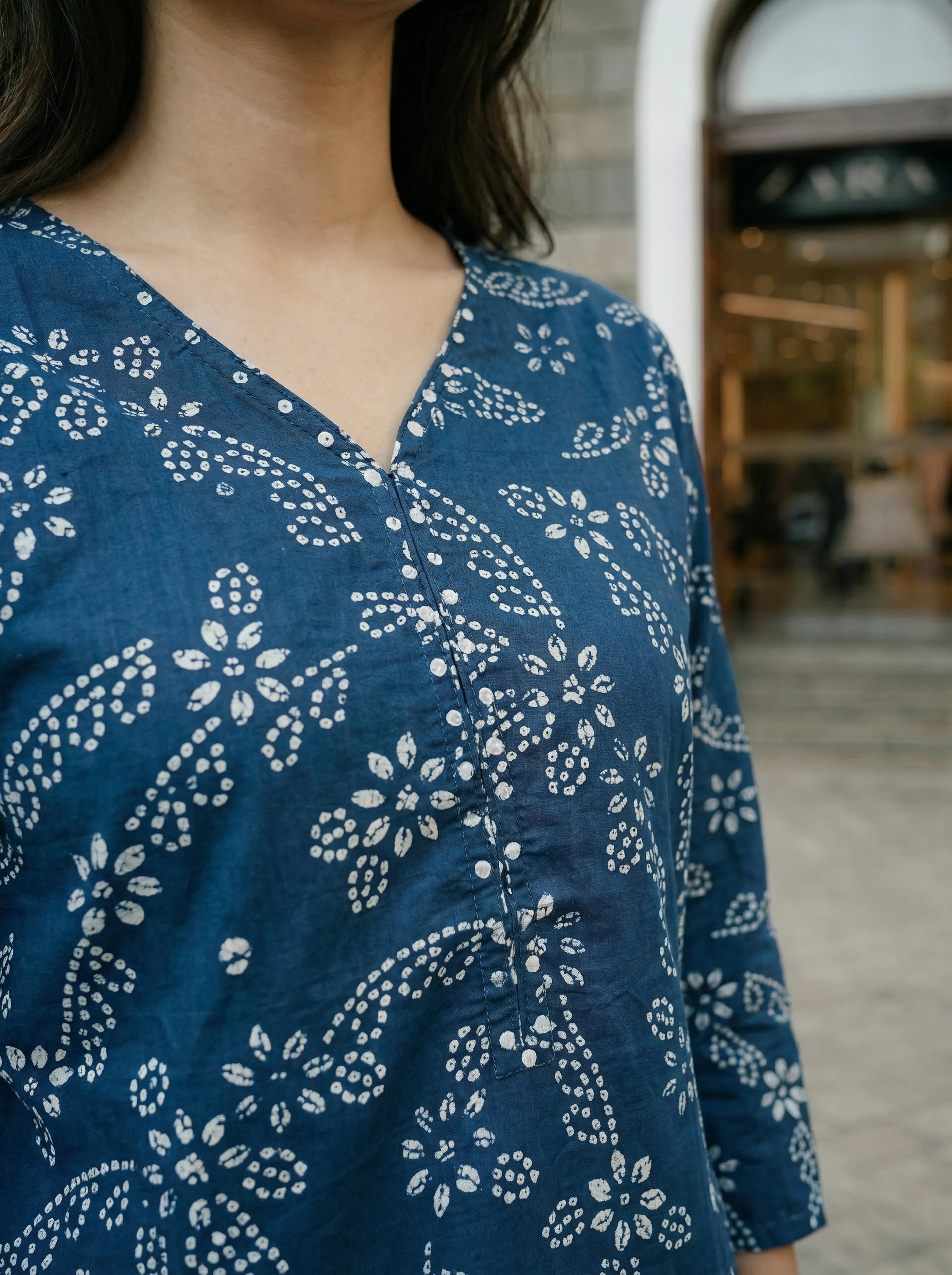 Indigo Bandhini Print Cotton Tunic