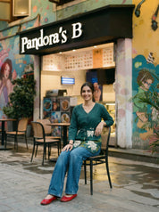 Dark Teal Floral Waist-Tie Tunic in Cotton