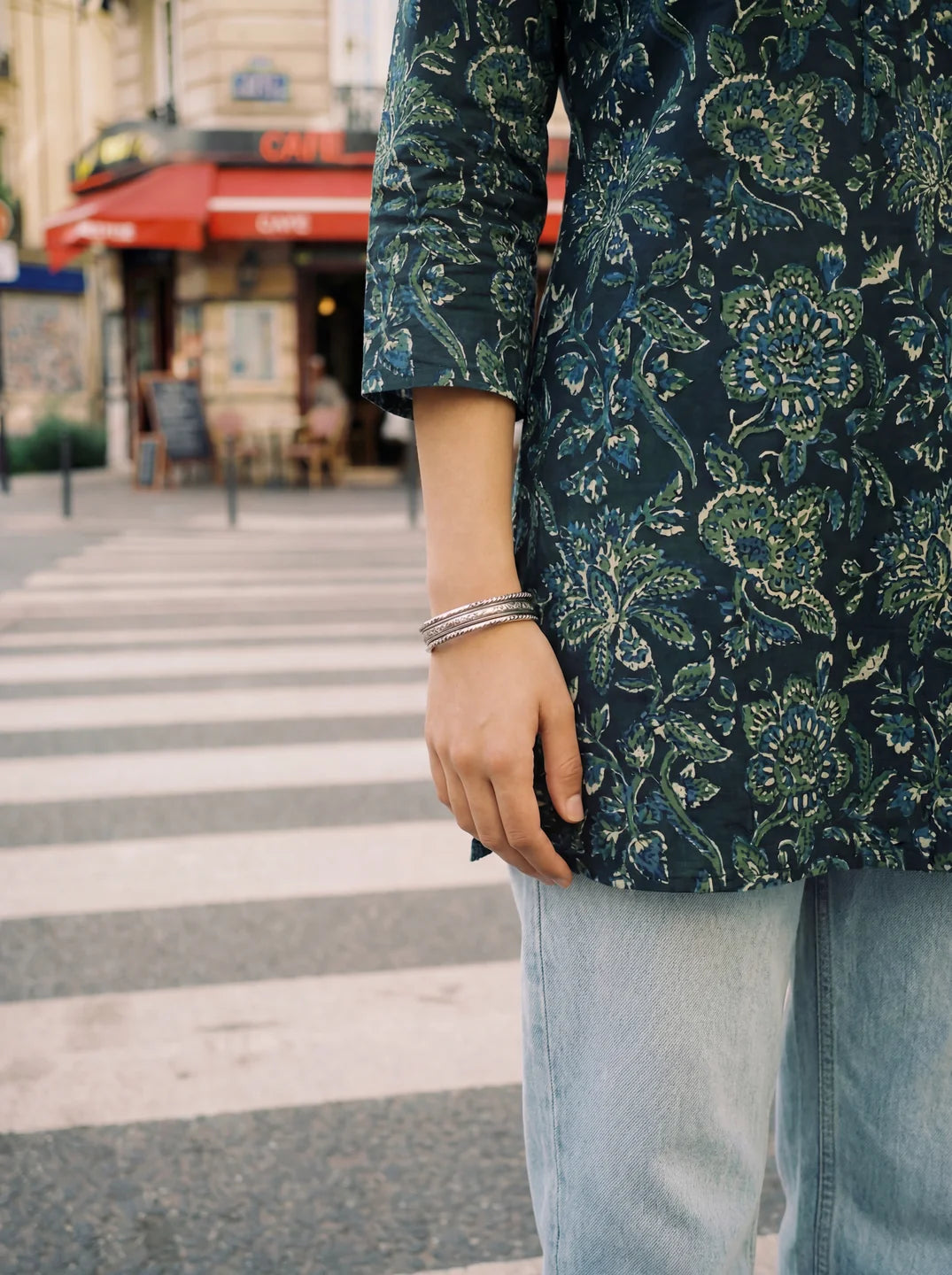 Midnight Blue Floral Cotton Tunic