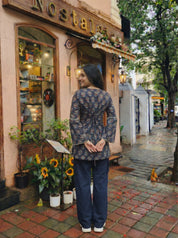 Dark Blue Criss-Cross Back Cotton Tunic