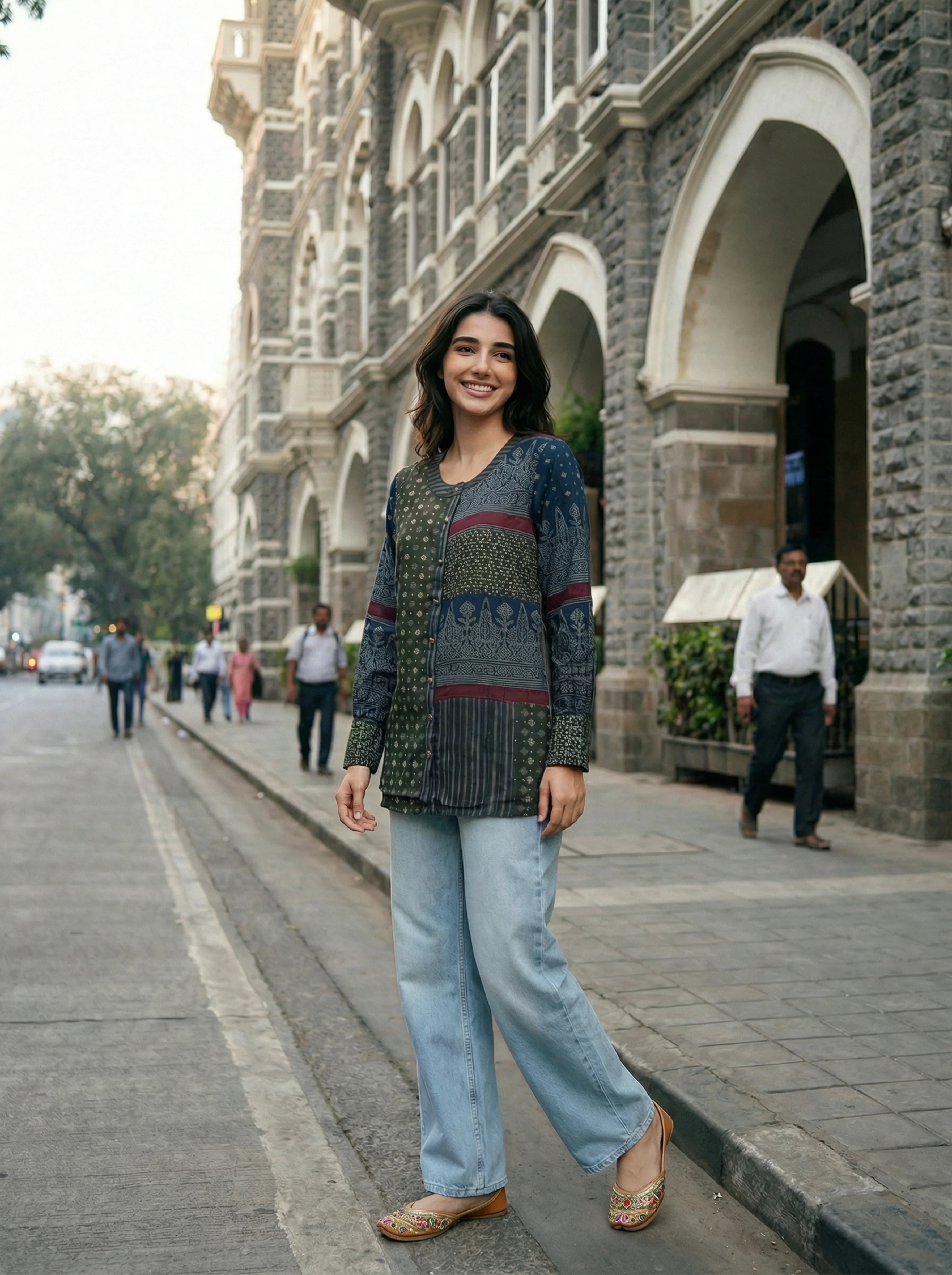 Charcoal Grey Patchwork Muslin Tunic
