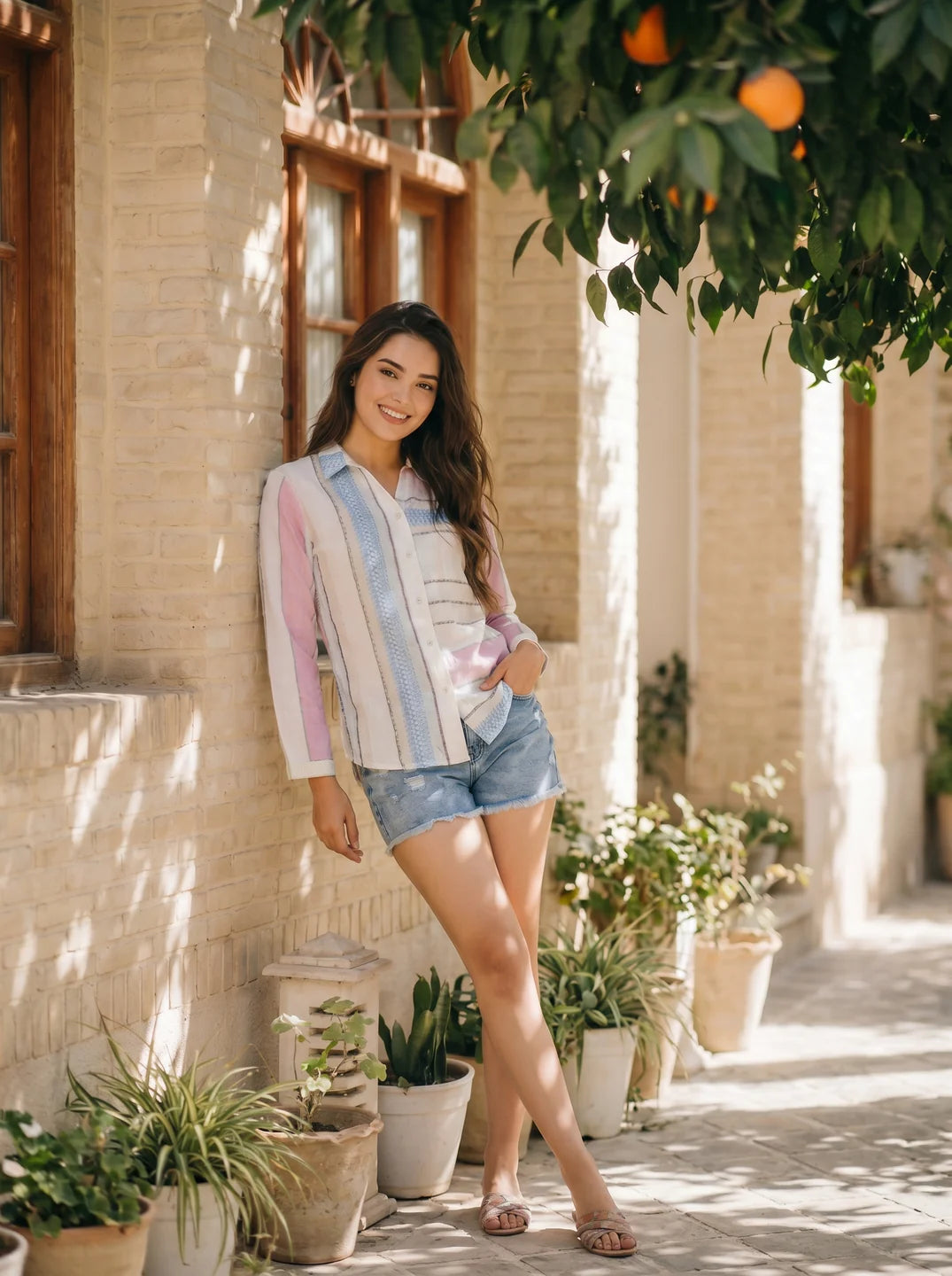 Multi Color Ikat Print Cotton Shirt
