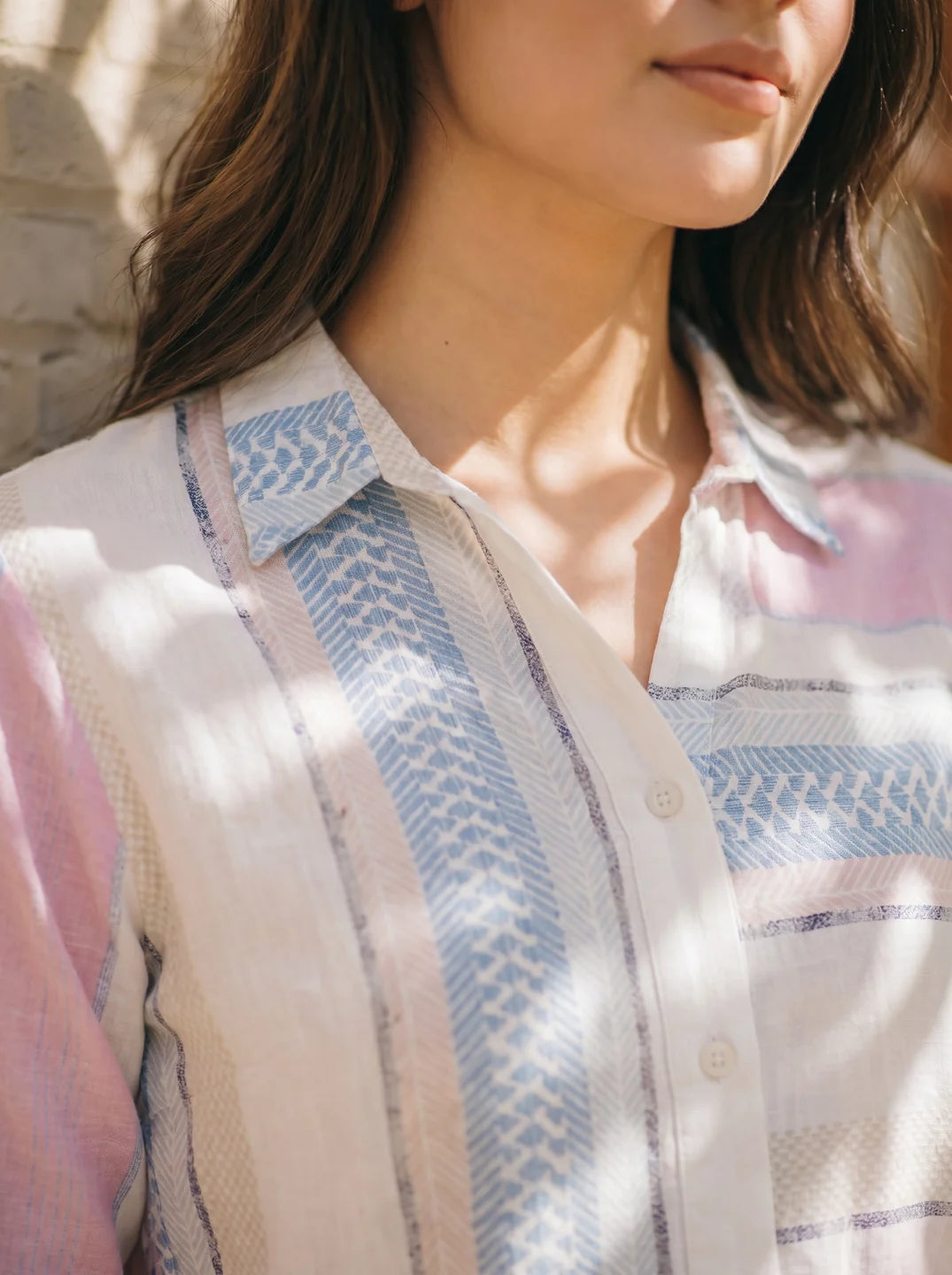 Multi Color Ikat Print Cotton Shirt