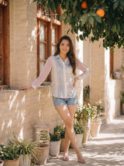 Multi Color Ikat Print Cotton Shirt