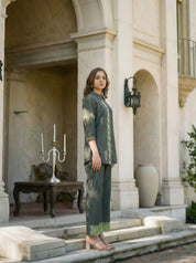 Dark Green Embroidered Kurta With Pants