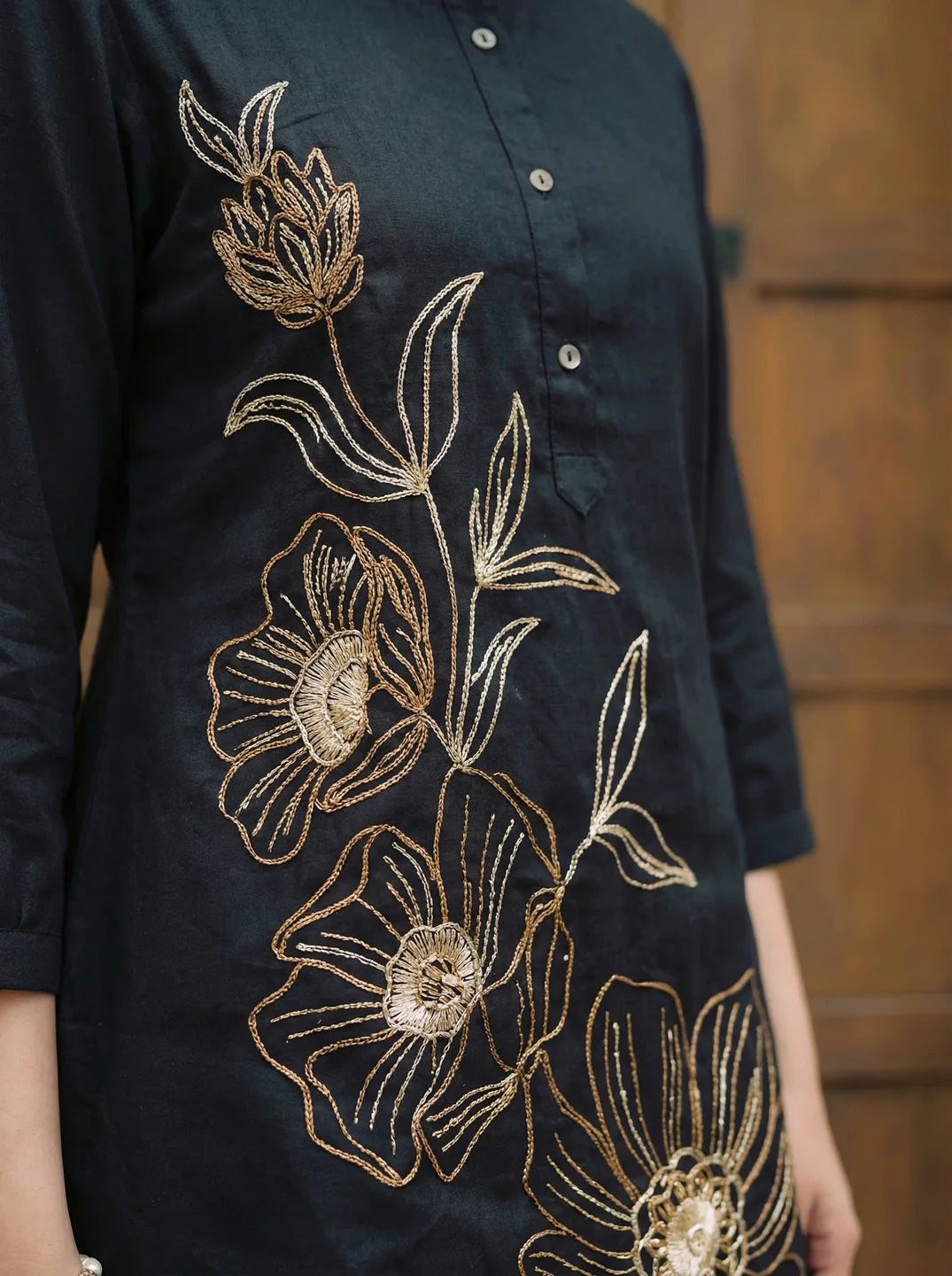 Black Embroidered Kurta With Pants Co-Ord Set