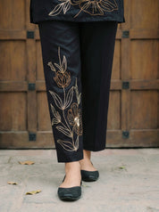 Black Embroidered Kurta With Pants Co-Ord Set